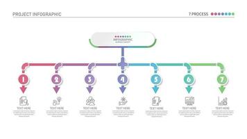 Infographic process design with icons and 7 options or steps. vector