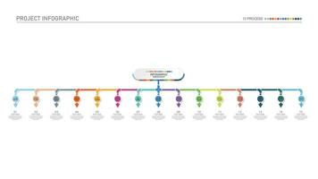 infografía proceso diseño con íconos y 15 opciones o pasos. vector