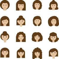 set of Character heads, Collection of cartoon faces with different hair style, Character illustrations that you can use as profile pic, avatar, on website, etc. vector