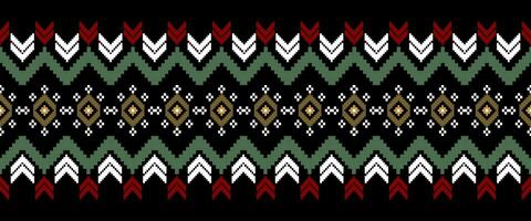 Punto de cruz. étnico patrones. indio geométrico modelo indígena modelo. negro antecedentes. impresión tela, textil, ropa, prendas de punto. vector