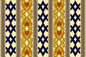 Thai Ikat paisley pattern on light yellow background, traditional oriental geometric pattern, aztec abstract vector pattern design for