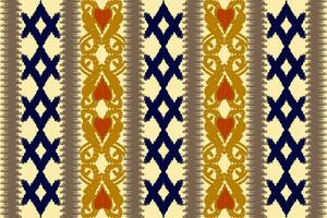 tailandés ikat cachemir modelo en ligero amarillo fondo, tradicional oriental geométrico patrón, azteca resumen vector modelo diseño para