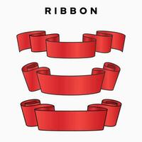 set of red gradient ribbon banner vector illustration design