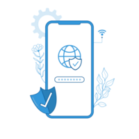 Mobile security concept. Secure internet connection. png