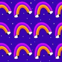 Seamless pattern rainbow with eyes on blue background vector