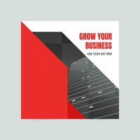 Red minimalist grow your business social media cover template vector