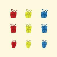 Colored Gift Boxes with Ribbon. Set of gift boxes different shapes and sizes vector