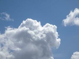 White fluffy clouds in the deep blue sky background photo