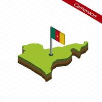 Cameroon Isometric map and flag. Vector Illustration.