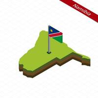 Namibia isométrica mapa y bandera. vector ilustración.