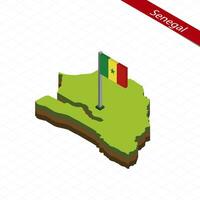 Senegal isométrica mapa y bandera. vector ilustración.