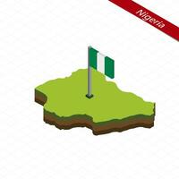 Nigeria isométrica mapa y bandera. vector ilustración.
