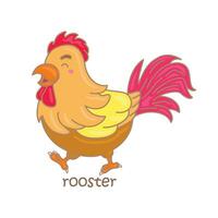 Alphabet R For Rooster Vocabulary School Lesson Cartoon Illustration Vector Clipart Sticker