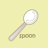 Alphabet S For Spoon Vocabulary School Lesson Cartoon Digital Stamp Outline vector