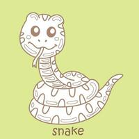 alfabeto s para serpiente vocabulario colegio lección dibujos animados digital sello contorno vector