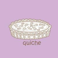 Alphabet Q For Quiche Vocabulary School Lesson Cartoon Digital Stamp Outline vector