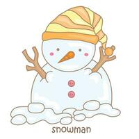 Alphabet S For Snowman Vocabulary School Lesson Cartoon Illustration Vector Clipart Sticker