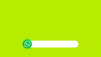 WhatsApp niedriger dritte Animation auf Grün Bildschirm. Sozial Medien niedriger Drittel Raum verfügbar zum Nutzername Text. Video Profil Name Überschrift Titel. animiert WhatsApp Banner mit leer Text Raum.