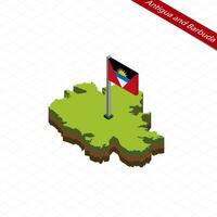 Antigua and Barbuda Isometric map and flag. Vector Illustration.