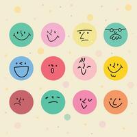 Round abstract comic Faces with various Emotions vector