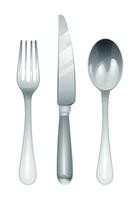 Set of fork, knife and spoon isolated on white background. Cutlery kitchenware vector illustration