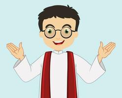 A boy with green eyes wearing glasses and white shirt, boy illustration vector, suitable for school posters and educational content and social media post, also good for print materials and signs vector