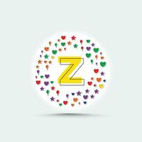 letra z logo diseño modelo con vistoso amor corazón estrella y globo vector