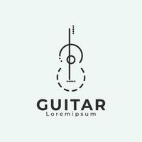 Guitar logo line art, guitar image icon vector illustration simple design.