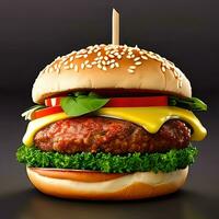 Hamburger realistic illustration, tasty fastfood menu photo