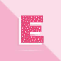 Pink color letter e logo and icon for breast cancer awareness month vector