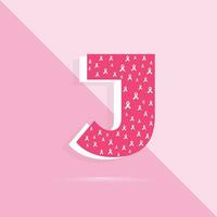 Pink color letter j logo and icon for breast cancer awareness month vector