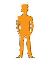 Young orange business character flat design with outline vector illustration