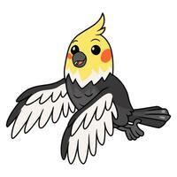 Cute gray cockatiel bird cartoon vector