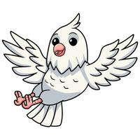 Cute albino cockatiel bird cartoon vector