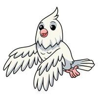 Cute albino cockatiel bird cartoon vector