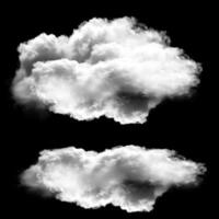 Two white clouds isolated over black background photo