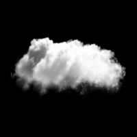 White fluffy cloud isolated over black background photo