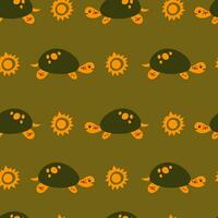 Childish seamless pattern with tortoise vector
