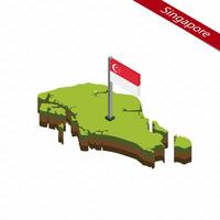 Singapore Isometric map and flag. Vector Illustration.