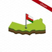 Omán isométrica mapa y bandera. vector ilustración.