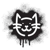 Cat face stencil graffiti with black spray paint vector