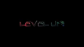 Level Up colorful neon laser text animation glitch effect video