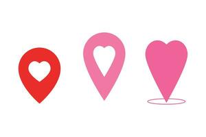Heart pin for love, valentine, long distance, map, honeymoon, icon vector