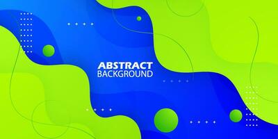 Blue and green geometric business banner design. Creative banner design with wave shapes and lines for template. Simple design on blue horizontal banner. Eps10 vector