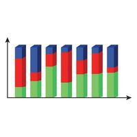 3D template graphic. Volume chart data isolated, vector illustration