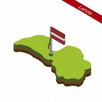 Latvia Isometric map and flag. Vector Illustration.