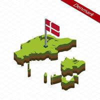 Dinamarca isométrica mapa y bandera. vector ilustración.