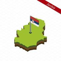 serbia isométrica mapa y bandera. vector ilustración.