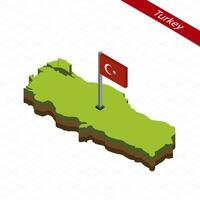 Turquía isométrica mapa y bandera. vector ilustración.