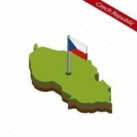 checo república isométrica mapa y bandera. vector ilustración.